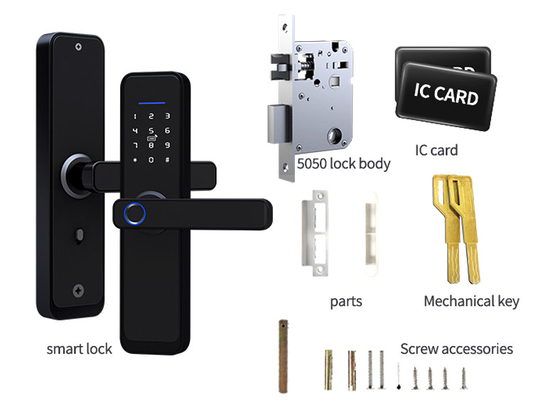 Las cerraduras de puerta de la huella dactilar de la cerradura de Tuya Wifi Smart de la pantalla táctil cubren con cinc el material de la aleación para el hogar