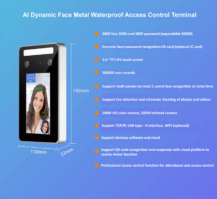 Velocidad dinámica del reconocimiento del control de acceso 0.2s del reconocimiento de cara del AI