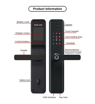 Aleación de aluminio biométrica electrónica de la cerradura de puerta de la huella dactilar de WiFi con la cámara/el App de Tuya