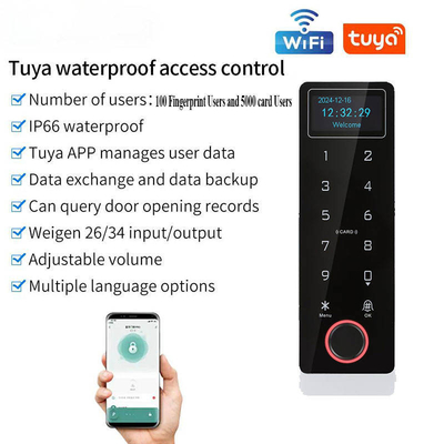 Control de acceso biométrico con huella dactilar, contraseña y tarjeta Tuya a prueba de agua