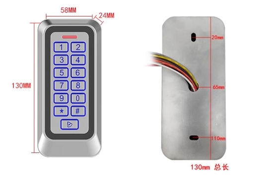 Control de acceso con tarjeta EM/MF IP67 exterior con teclado con luz de fondo