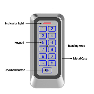 Control de acceso con tarjeta EM/MF IP67 exterior con teclado con luz de fondo