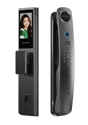 Cerradura de puerta de reconocimiento facial inteligente con acceso a huellas dactilares, intercomunicador de video y aplicación Tuya