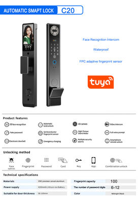 Bloqueo a prueba de agua TTlock Tuya App Impresión digital código de tarjeta llave cerradura de puerta inteligente