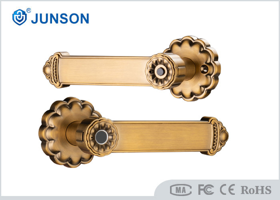 Tipo pila AAA elegante de la manija del oro 500DPI de la cerradura de puerta de la huella dactilar con la alarma de la energía baja